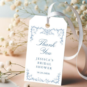Viktorianisches Verziertes Dusty Blue Floral Braut Geschenkanhänger