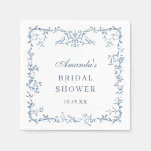 Viktorianisches Verziertes Dusty Blue Floral Braut Serviette