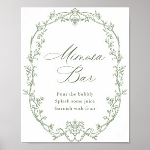 Viktorianisches verziertes floral Sage Grün Mimosa Poster