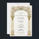 Viktorianisches Verziertes Gold Probe Dinner Einladung<br><div class="desc">Dieses Viktorianische Hochzeitsdinner lädt Sie mit einem großen, goldenen Bogen und kletternden Weinreben aus rosa Rosen und zarter Vegetation ein. Die aufwändigen Blumendetails und das klassische Säulendesign strahlen zeitlose Eleganz und romantischen Charme aus. Ideal für Paare, die eine Vintag inspirierte Hochzeitsstätte mit einer luxuriösen Ästhetik und einer Touch von Blumeneleganz...</div>