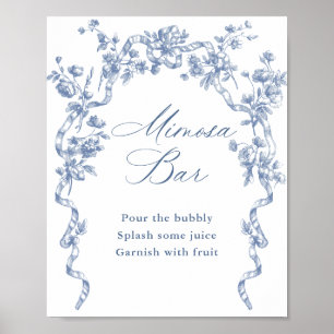 Viktorianisches Verziertes Grace Dusty Blue Mimosa Poster