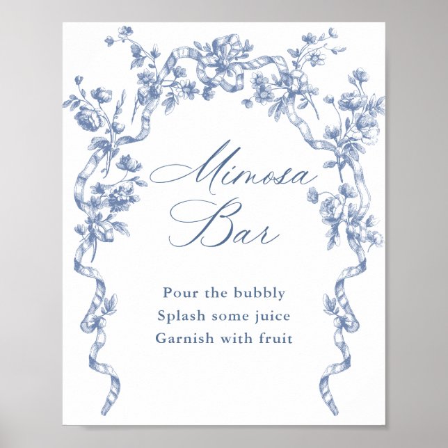 Viktorianisches Verziertes Grace Dusty Blue Mimosa Poster (Vorne)