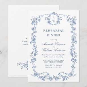 Viktorianisches Verziertes Grace Dusty Blue Probe  Einladung