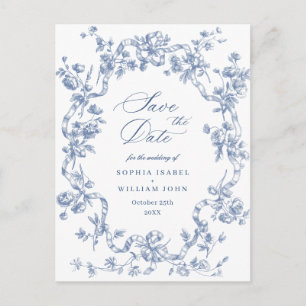 Viktorianisches Verziertes Grace Floral Blue Save  Postkarte