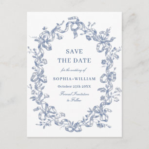 Viktorianisches Verziertes Grace Floral Blue Save  Postkarte