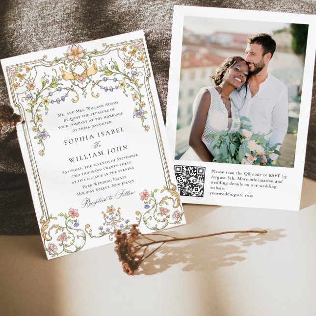 Viktorianisches Verziertes Grace Floral Frame Wedd Einladung (Von Creator hochgeladen)