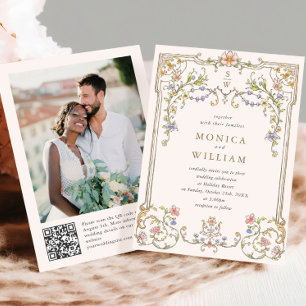 Viktorianisches Verziertes Grace Floral Frame Wedd Einladung