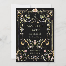 Viktorianisches Verziertes Grace Floral Frame Wedd Save The Date