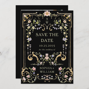 Viktorianisches Verziertes Grace Floral Frame Wedd Save The Date