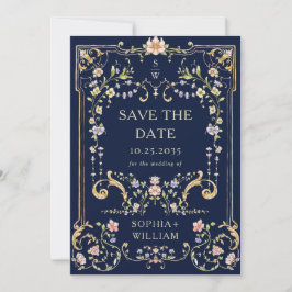 Viktorianisches Verziertes Grace Floral Frame Wedd Save The Date