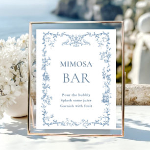 Viktorianisches verziertes staubblaues Blumen-Mimo Poster