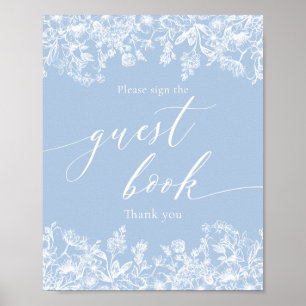 Viktorianisches Vintage-Blumen-Gästebuch-Schild in Poster