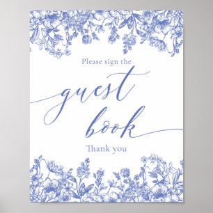 Viktorianisches Vintage-Blumen-Gästebuch-Schild in Poster