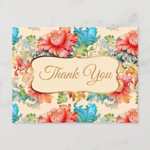 Viktorianisches Vintage-Blumenmuster Dankeschön Postkarte
