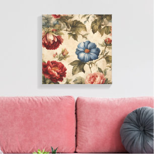 Viktorianisches vintage Blumenmuster  Leinwanddruck