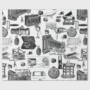 viktorianisches Vintages antikes Fotokamera-Spielz Geschenkpapier