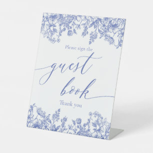 Viktorianisches Vintages Blue Floral Guest Book Si Sockelschild