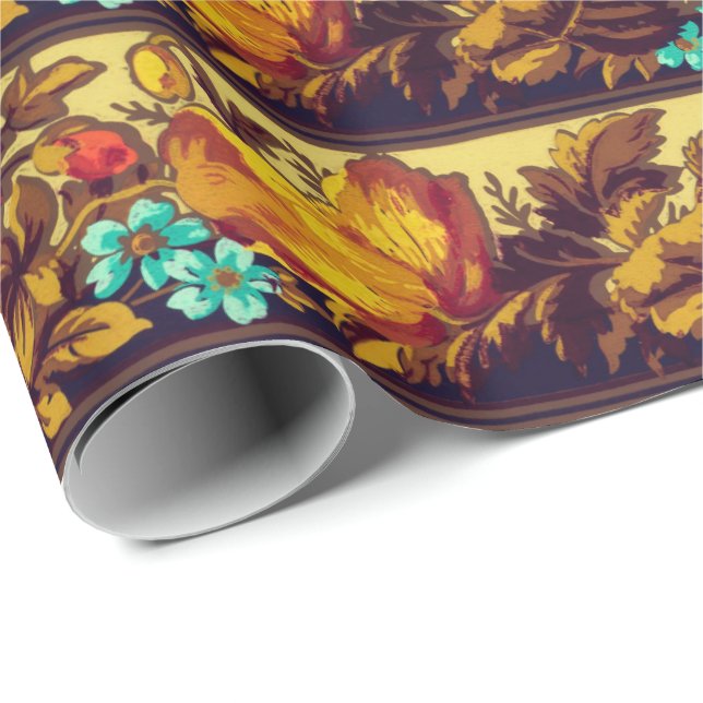 Viktorianisches Vintages Blumenmuster elegant brau Geschenkpapier (Rolleneckpunkt)