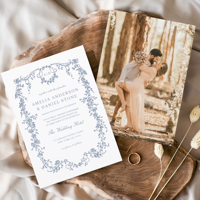 Viktorianisches Vintages französisches Foto Blue W Einladung (Von Creator hochgeladen)