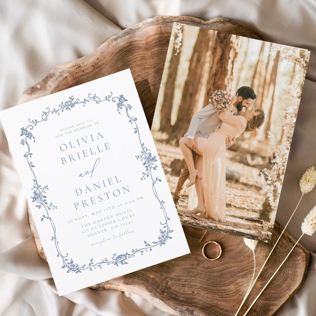 Viktorianisches Vintages französisches Foto Blue W Einladung (Von Creator hochgeladen)