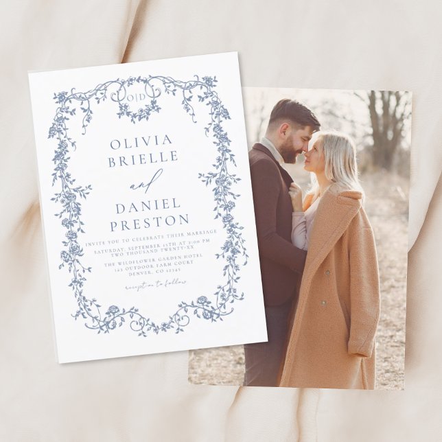 Viktorianisches Vintages französisches Foto Blue W Einladung (Von Creator hochgeladen)