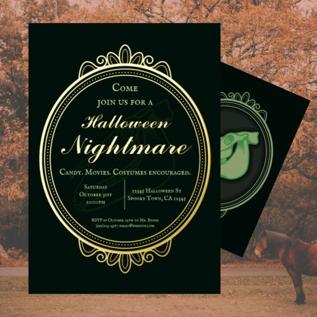 Viktorianisches Vintages Green Nightmare Halloween Folieneinladung (Von Creator hochgeladen)