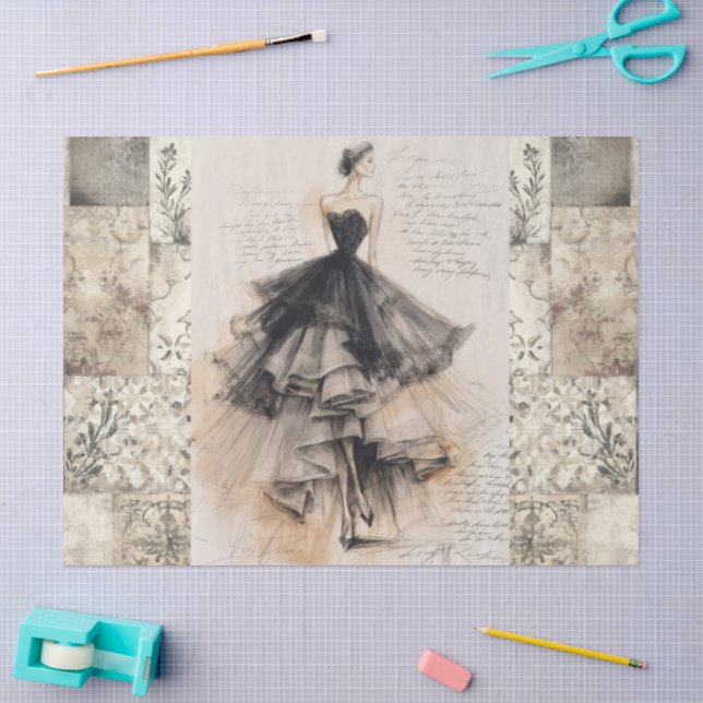 Viktorianisches Vintages Kleid Ephemera Seidenpapier (Basteln)