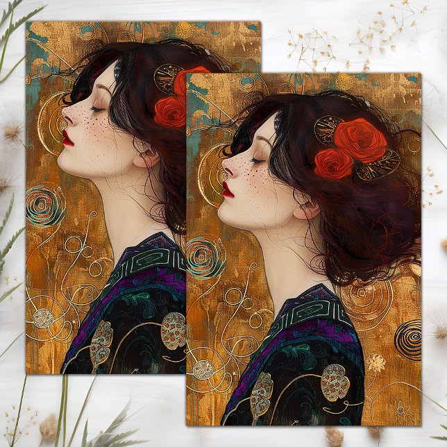 VIKTORIANISCHES VINTAGES LADY DECOUPAGE TISSUPAPIE SEIDENPAPIER (VICTORIAN VINTAGE LADY DECOUPAGE TISSUE PAPER)