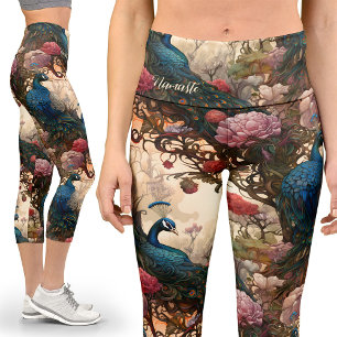 Viktorianisches Vintages Peacock Muster Capri Yoga Leggings