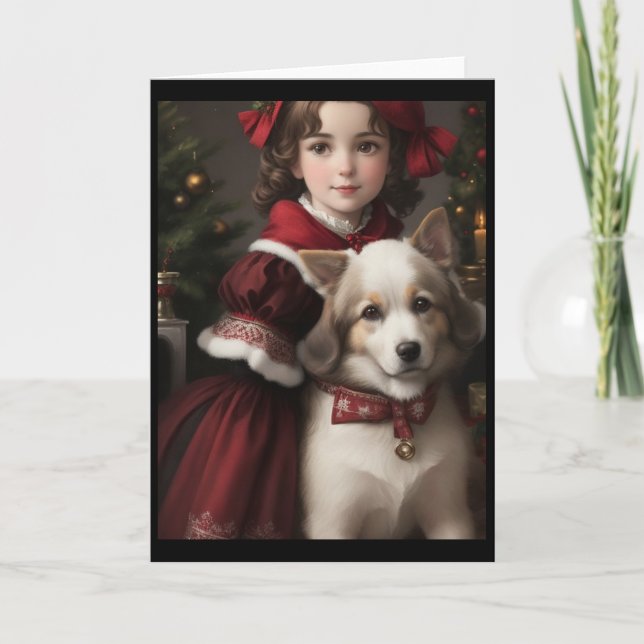 Viktorianisches Vintages Retro-Weihnachten Feiertagskarte (Vorderseite)