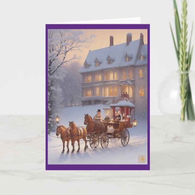 Viktorianisches Vintages Retro-Weihnachten Feiertagskarte (Vorderseite)