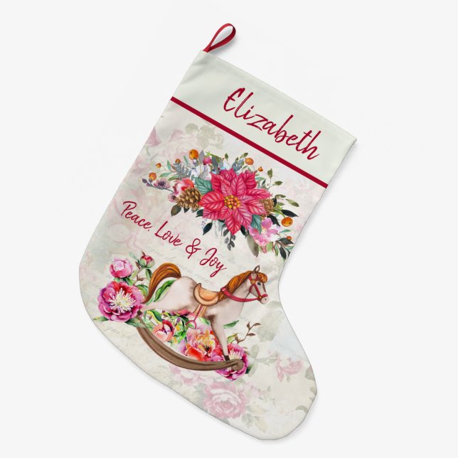 Viktorianisches Vintages Rockhorn Weihnachten Großer Weihnachtsstrumpf (Vorderansicht (hängend))