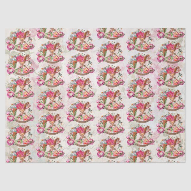 Viktorianisches Vintages Rocking Horse Weihnachtsm Seidenpapier (Vorderseite)