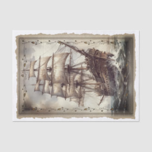 Viktorianisches Vintages Segelschiff Seidenpapier