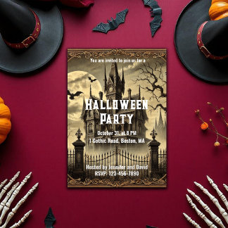 Viktorianisches Vintages Spuk-House-Halloween-Part Einladung