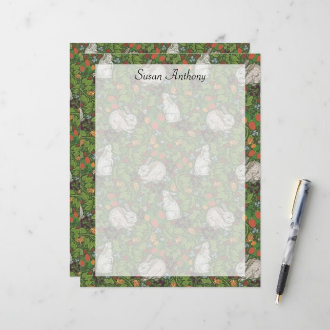 Viktorianisches Vintages Weißer Kaninchengartenpap (Vorderseite/Rückseite Beispiel)