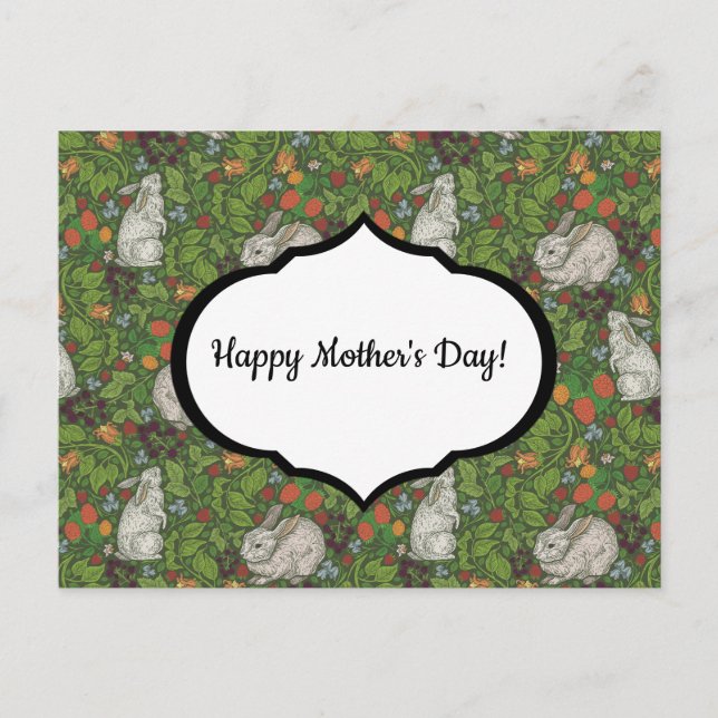 Viktorianisches Vintages Weißes Kaninchen im Garte Postkarte (Vorderseite)