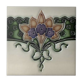 Viktorianisches Violett Bouquet Border Tile Repro Fliese