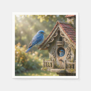 Viktorianisches Vogelhaus mit Blaumeisen Serviette