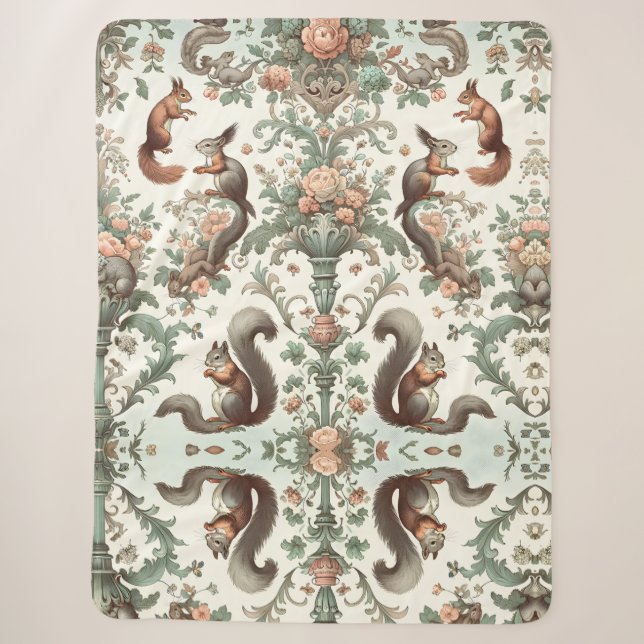 Viktorianisches Wald Eichhörnchen Tapestry Sherpadecke (Vorderseite)