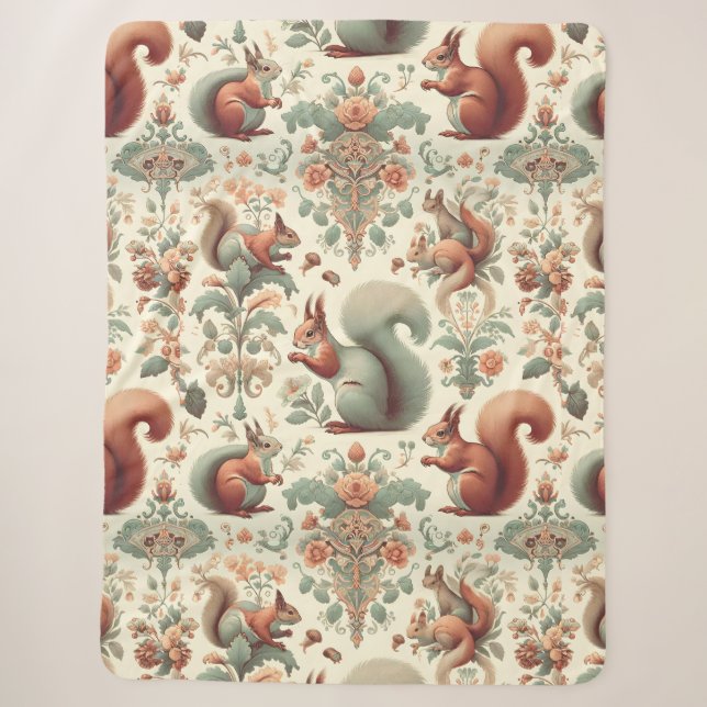 Viktorianisches Wald Eichhörnchen Tapestry Sherpadecke (Vorderseite)