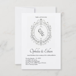 Viktorianisches Wappen Schwarzweiß-Monogramm Einladung