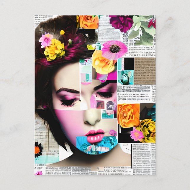 Viktorianisches weibliches Papier Collage Effect A Postkarte (Vorderseite)
