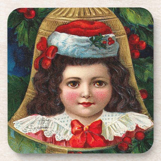 Viktorianisches Weihnachts-Glocke-Set von Cork-Unt Untersetzer (Vorderseite)