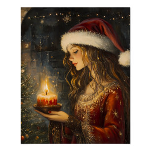 Viktorianisches Weihnachts-Glow-Art-Poster Poster