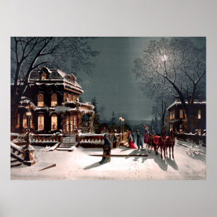 Viktorianisches Weihnachts-Party-Poster Poster