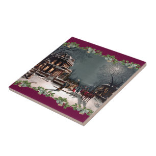 Viktorianisches Weihnachts-Party Tile Fliese
