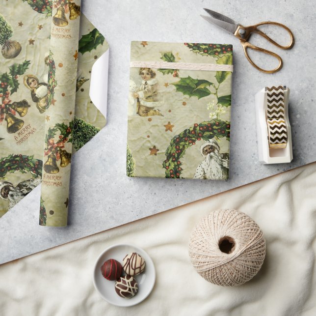 Viktorianisches Weihnachts-Trio II-Umschlagpapier Geschenkpapier (Kunsthandwerk)