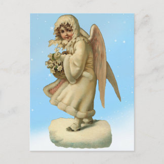 Viktorianisches Weihnachtsangel Girl Feiertagspostkarte