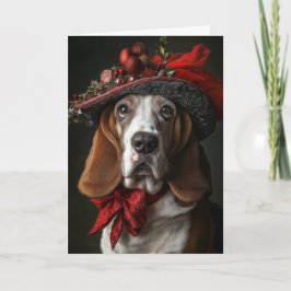 Viktorianisches Weihnachtsbasset Hound Feiertagskarte